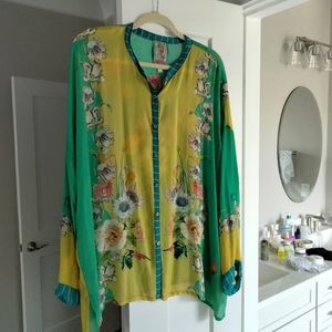 Johnny Was oversized button down top